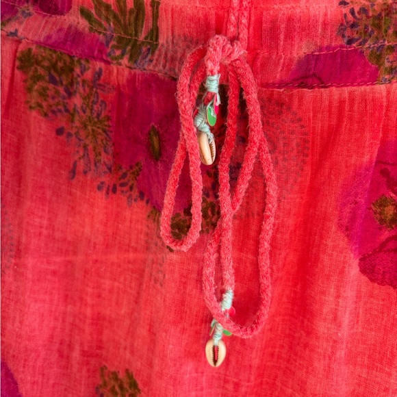 Anthropologie Raga Floral Cotton Tiered Maxi Skirt Drawstring Waist Women’s L - Picture 3 of 7